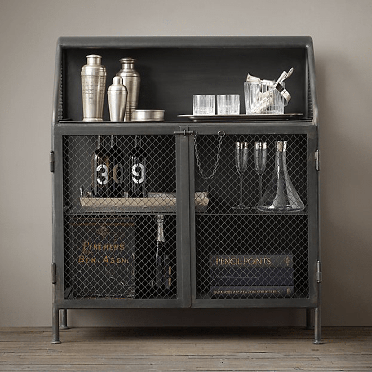 French Factory Bar Cabinet